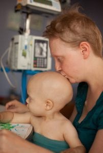 Kezia and Saoirse back in 2011 when they were both undergoing chemotherapy 