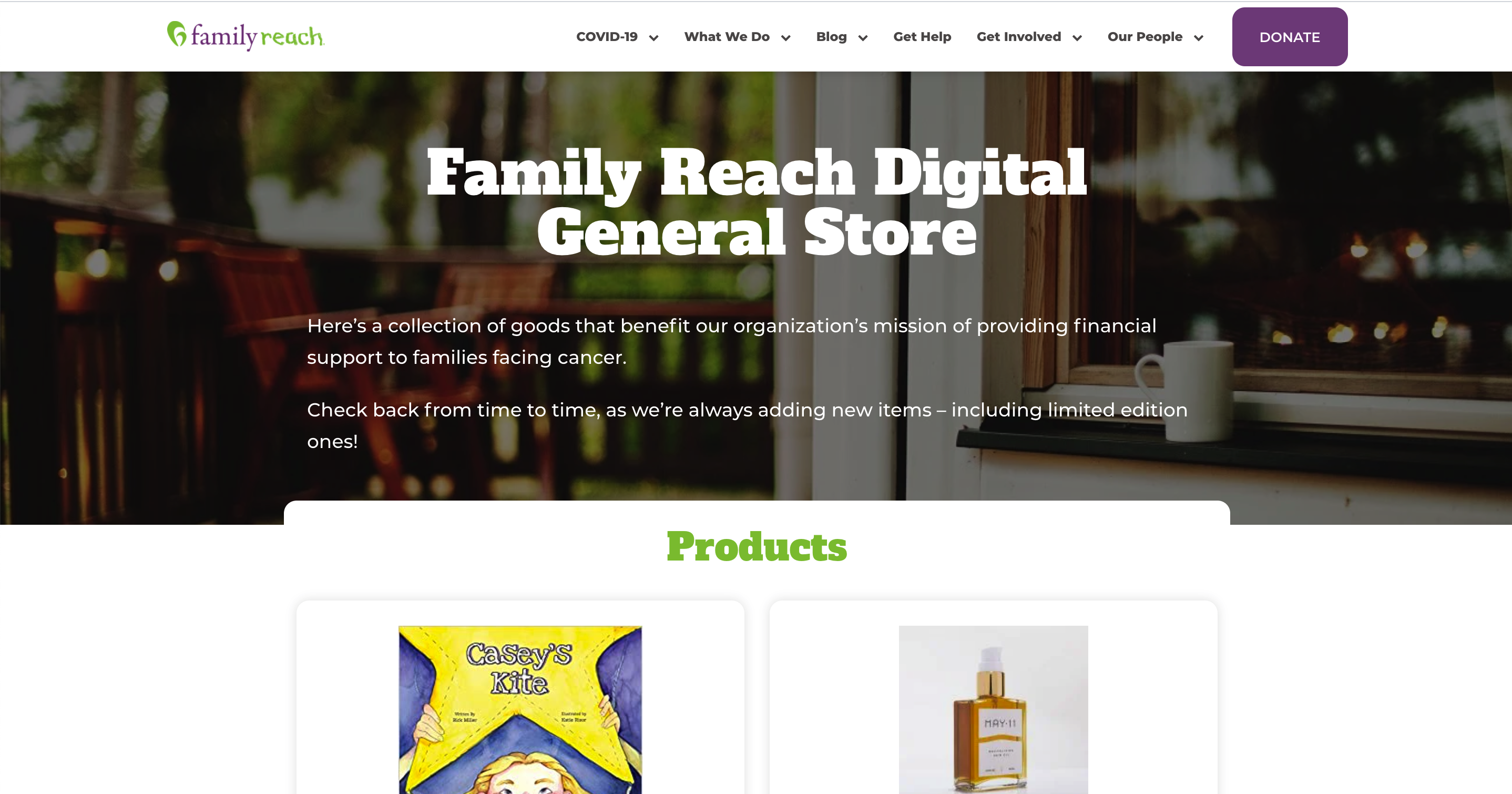 Family Reach's online General Store web page