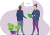 Illustration of cancer patient talking to a care provider