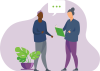 Illustration of cancer patient talking to a care provider