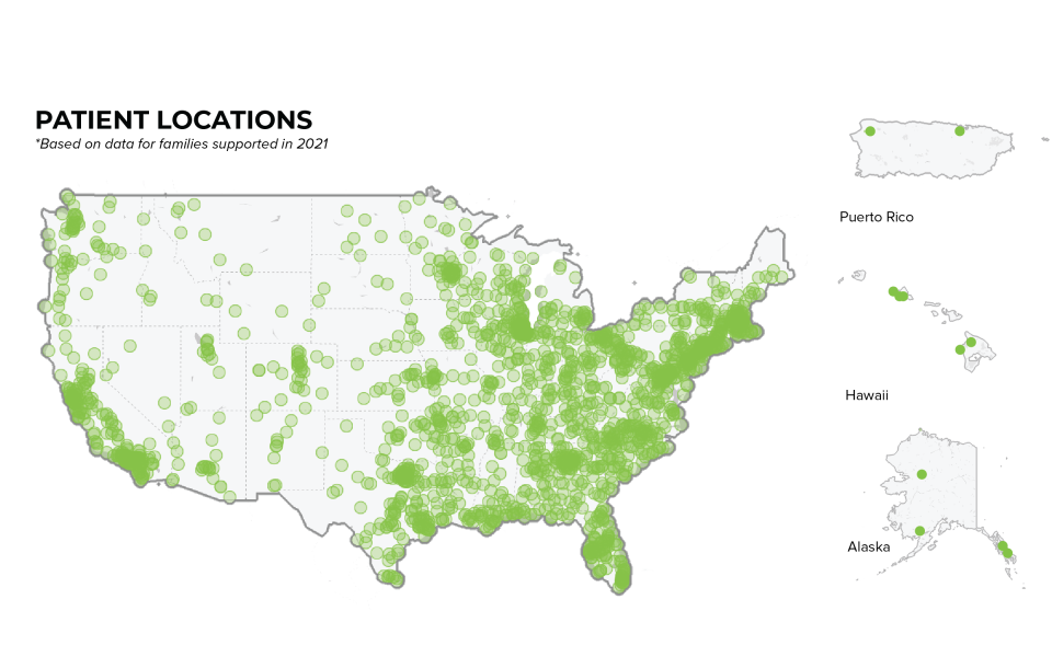 Families Supported Map Map of patient locations