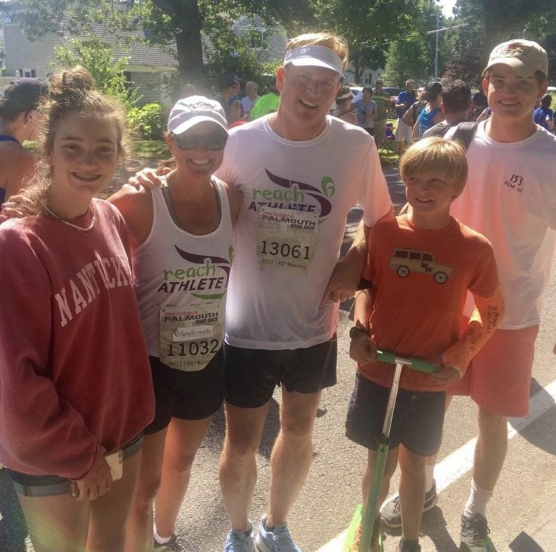 Nicole with her family at a running event