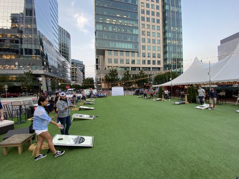 Moment from the 2021 Young Professionals Annual Cornhole Tournament in Boston.